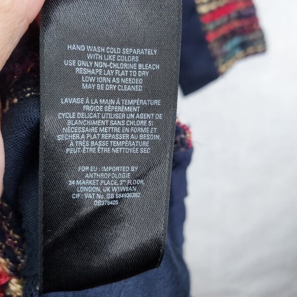 Anthropologie Maeve Dress XS Colorful Sparkly Chunky Yarn Stripe Stretch Pockets - Picture 13 of 16